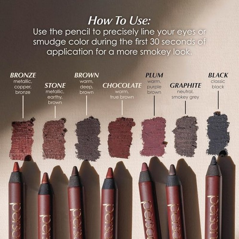 PERSONA 24HR Graphite Waterproof Eyeliner Pencil - Creamy, Smudgeable Formula for All-Day Wear | Vegan & Cruelty-Free