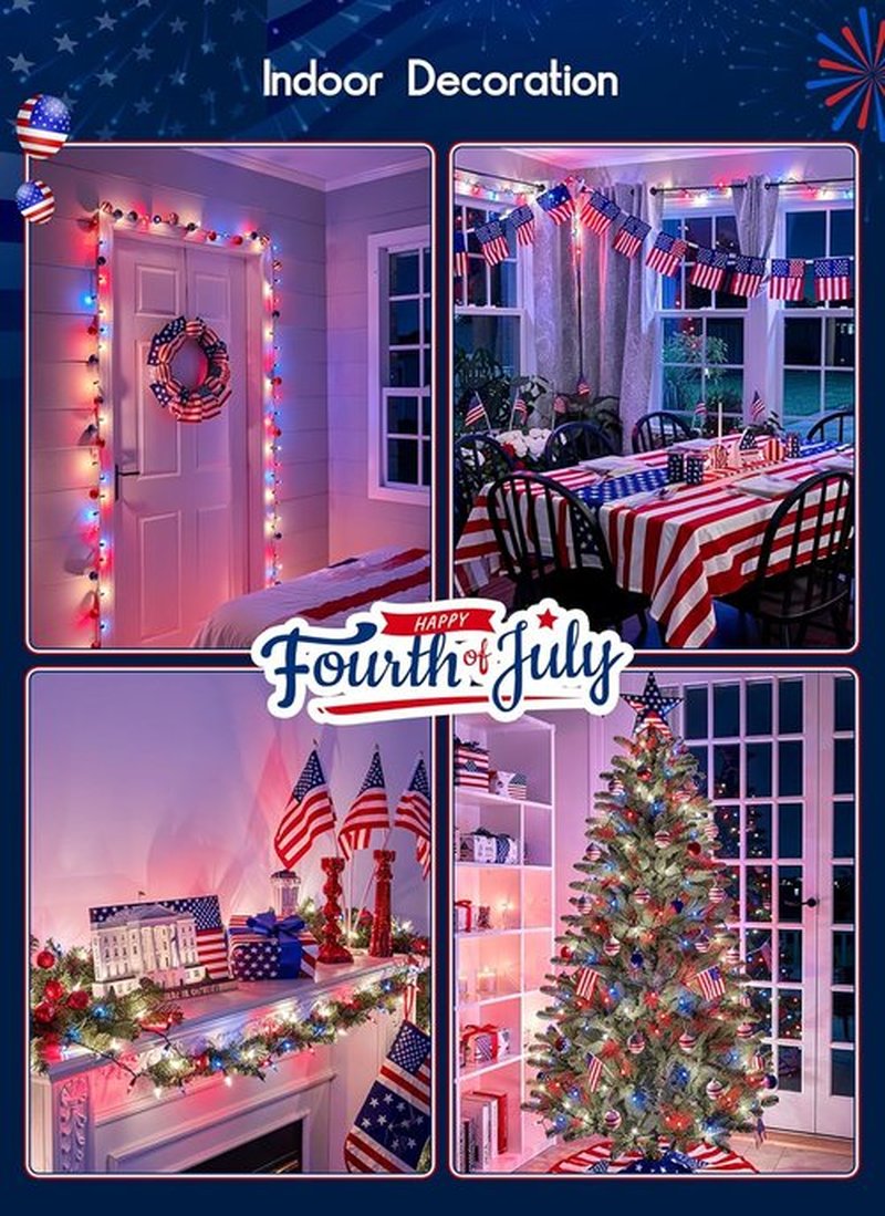 Minetom Christmas Lights - 100 Count Waterproof Mini String Lights | Red, White & Blue for Patriotic Decor