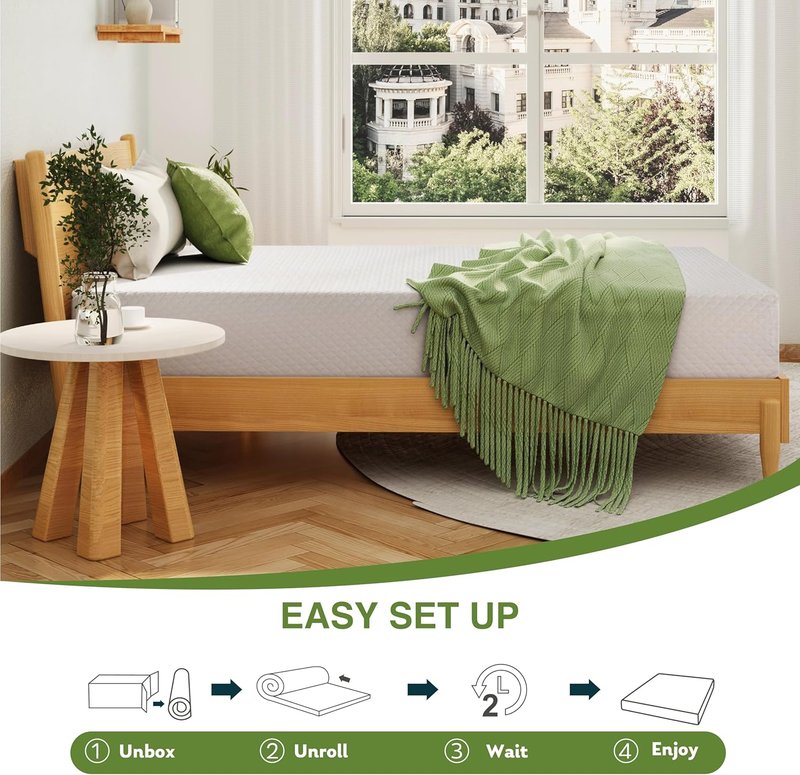 EGOHOME Twin XL Memory Foam Mattress - 14 Inch Cooling Gel Bed Mattress | Medium Firm Support, CertiPUR-US Certified, 80''L x 38''W, White