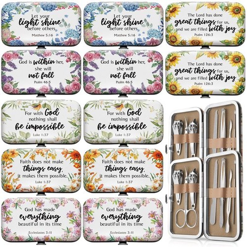Gisafai 12 Set Employee Appreciation Bible Gift Set for Women Christian Thank You Manicure Nail Clipper Bulk for Employees Teachers Office Coworkers Nurse