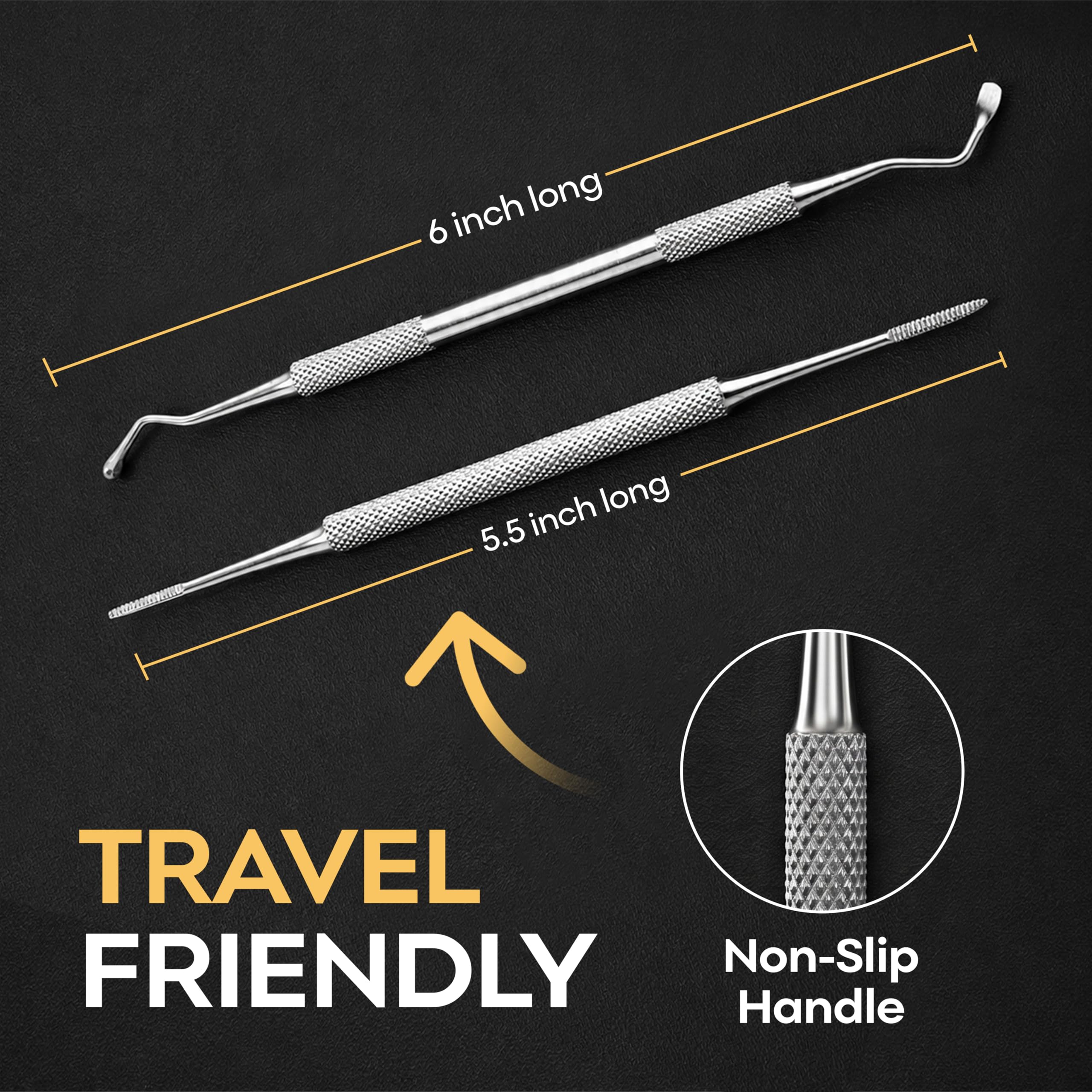 Ingrown Toenail Removal Kit - Under Nail Cleaner Tool Double Ended Nail Lifter & Nail File Cleaning Scooper Curette Tools Trimmer Medical Grade Stainless Steel Manicure Pedicure Nail Care Set by Krisp