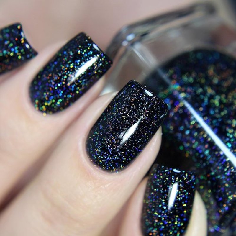 ILNP Cityscape - True Black Holographic Jelly Nail Polish | Long-Lasting, Chip Resistant, 12ml