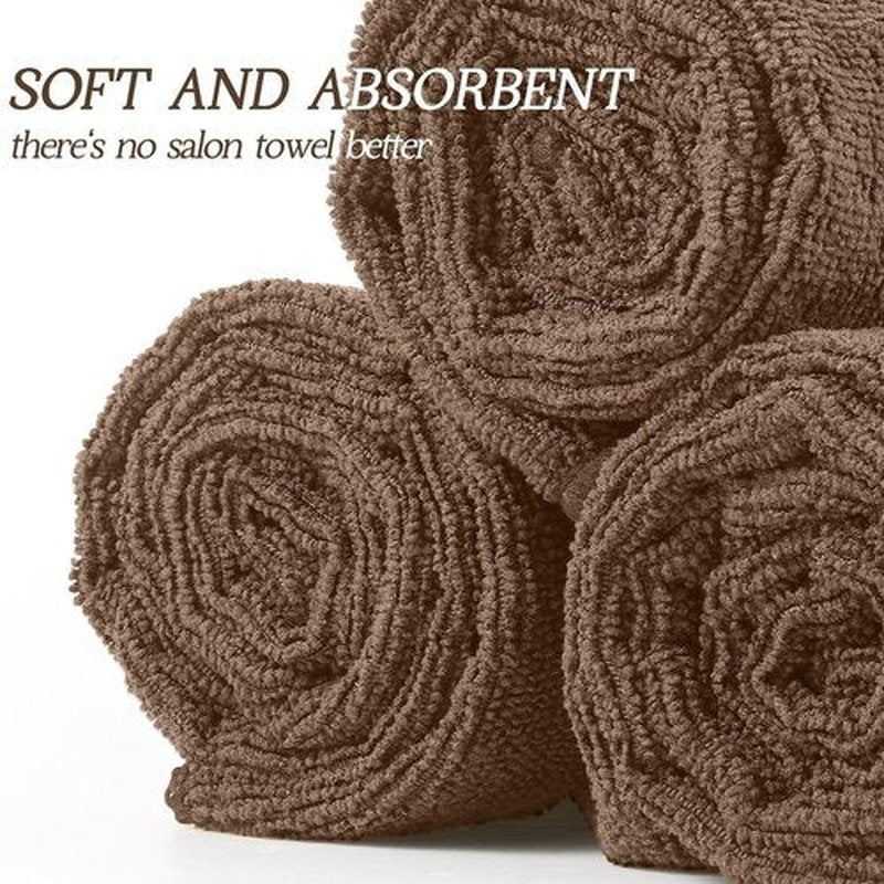 Shimeyao 40 Pack Bleach Proof Towels Microfiber Absorbent Resistant Hair Hand Towels Bulk Quick Dry 16 x 29 Inches for Barber Gym Bath Spa Shaving (Brown)