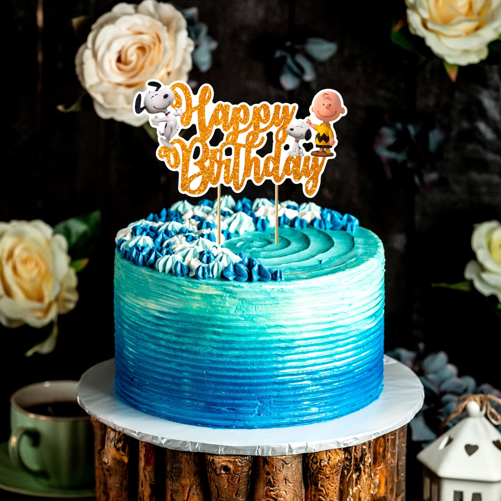 Charlie Broown Happy Birthday Cake Topper, Classic Cartoon Style Cake Topper for Birthday Celebration, Premium Cardstock Cake Decor for Themed Parties, Cake Decoration for Home and Event Celebrations