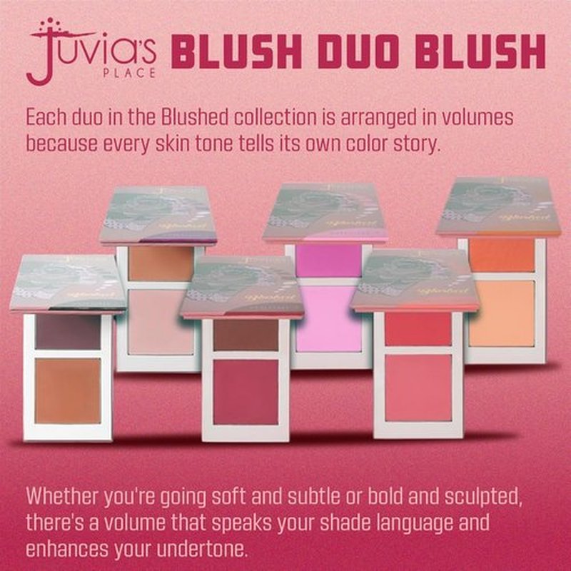 Juvia's Place Blushed Duo Blush Volume 4 - Two-Tone Pigmented Pressed Mineral Powder | Matte Finish for All Skin Tones