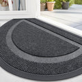 OLANLY Half Circle Door Mat - Waterproof All-Season Doormat for Indoor/Outdoor Use | 47x32, Grey