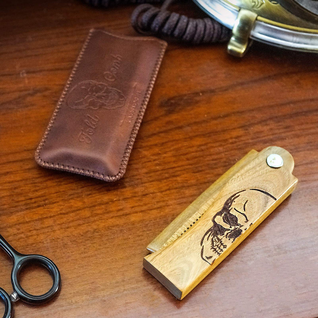 Menesia Folding Wooden Beard Comb for Men