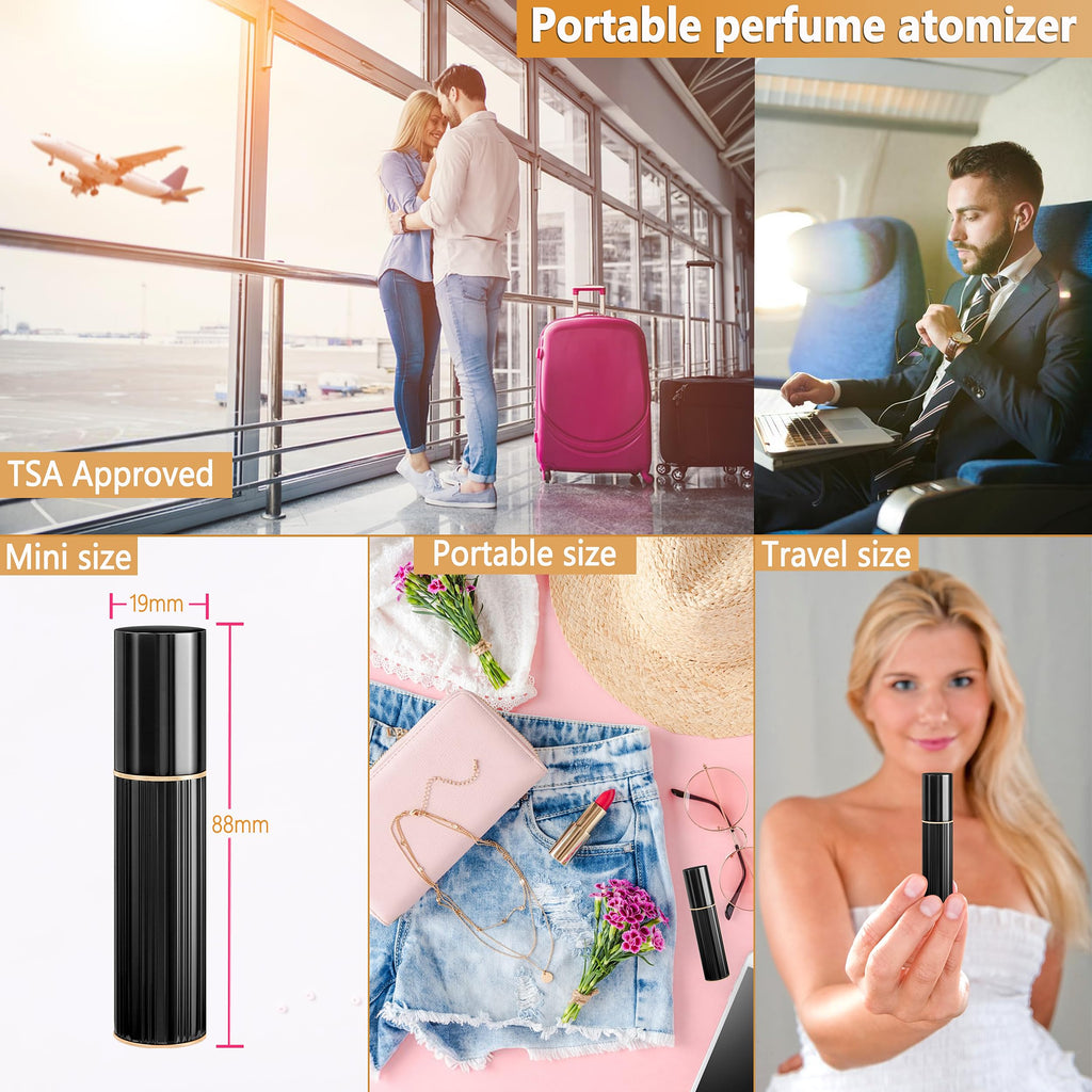 ANTOKX Travel Bottle Refillable Perfume Atomizer - 5ML Luxury Leakproof Perfume Atomizer Refillable, Perfume Travel Spray Bottle, Mini Perfume Bottle (Black)