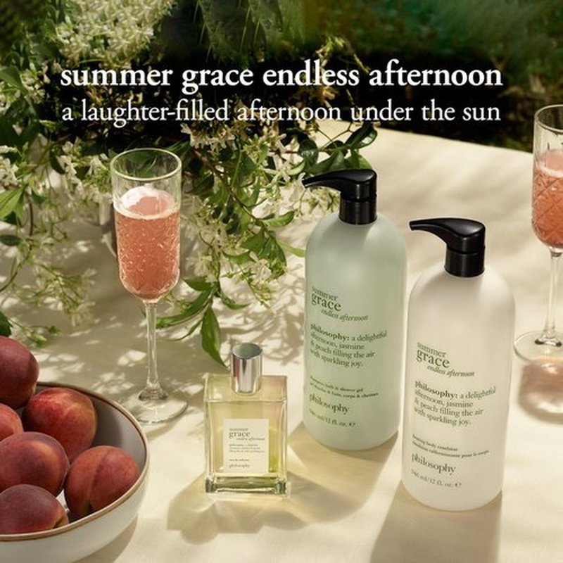 Philosophy Summer Grace Endless Afternoon Eau de Toilette - Floral Women's Perfume with Peach, Jasmine & Sandalwood Notes - Long-Lasting Fragrance