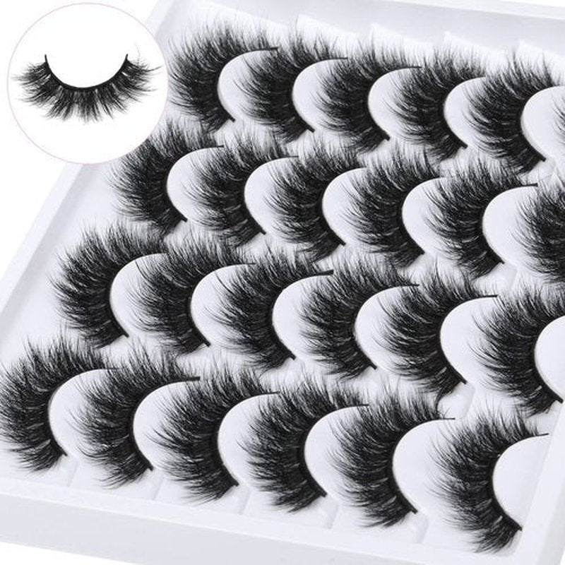 Newcally Eyelashes False Lashes Thick 18MM Long Faux Mink Eye Lashes Pack Dramatic Thick Volume Fake Eyelashes 12 Pairs Soft Reusable Lashes Multipack