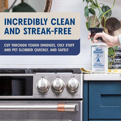 Aunt Fannie's Stainless Steel Cleaner - Vinegar-Powered Fingerprint & Residue Remover | 1 Pack