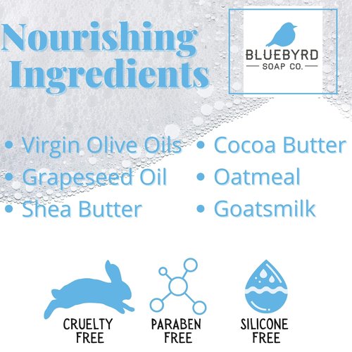 BLUEBYRD Soap Co. Eucalyptus & Seaweed Exfoliating Soap Bar, 100% Vegan Cold Press Large Soap Bars, Scented with Premium Essential Oils, Scrub Soap Bars for Men and Women, Exfoliate Body Naturally with Oatmeal, Shea Butter, Olive Oil, 8.6oz (EUCALYPTUS &