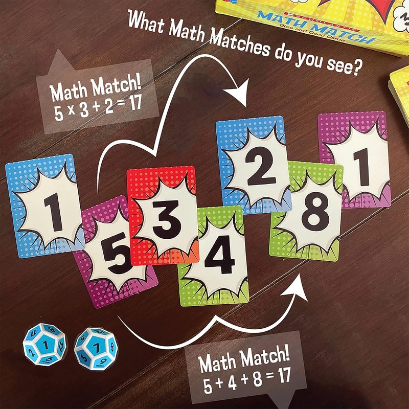 University Games Math Match Travel Dice Game - Fun Mathematics Reinforcement for Kids Ages 5+ | 2+ Players