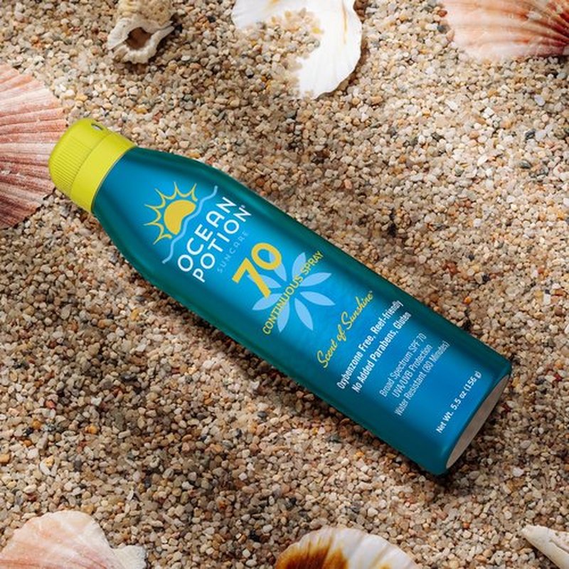 Ocean Potion Sun Care Continuous Sunscreen Spray SPF 70, Broad Spectrum UVA/UVB Protection Body Spray with Vitamin E & Aloe, Non-Greasy, Water-Resistant, 5.5 oz