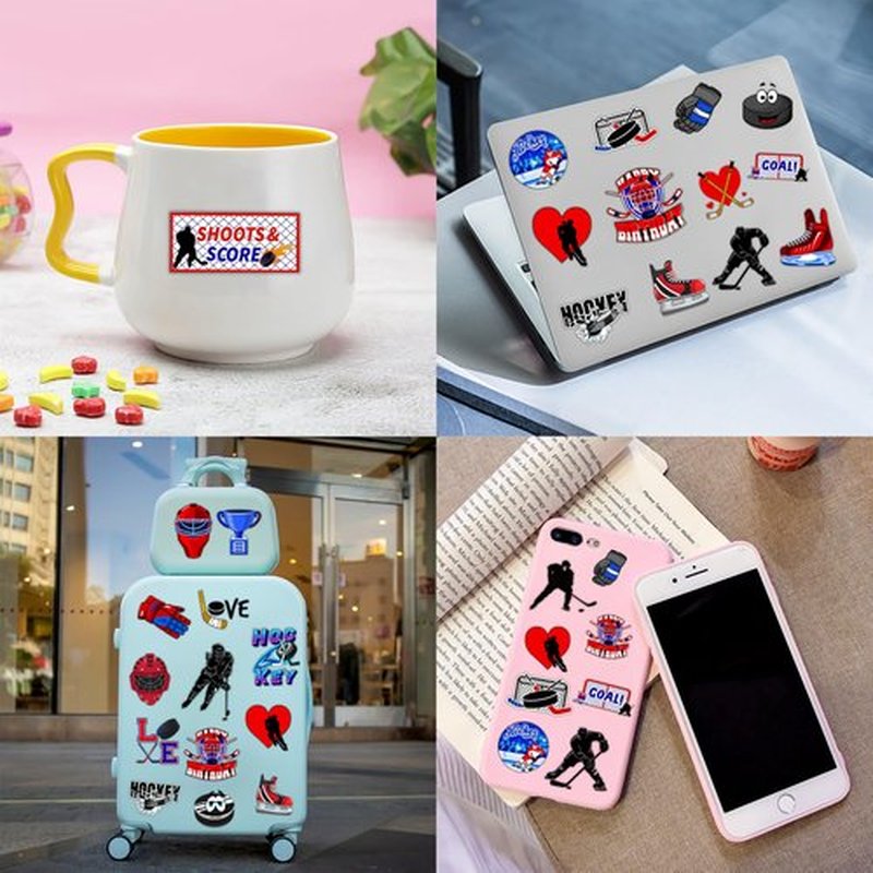 72-Piece Ice Hockey Party Favors Set Temporary Tattoos (48PCS) and Slap Bracelets (24PCS) - Perfect for Themed Birthday Parties, Baby Showers, Classroom Rewards, and Gifts for Kids