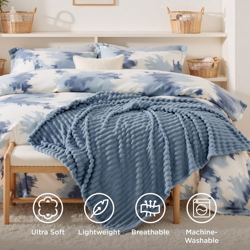 Bedsure GentleSoft Fall Throw Blanket - Cozy Blue 50x60 Inch Soft Blanket for Couch & Girls
