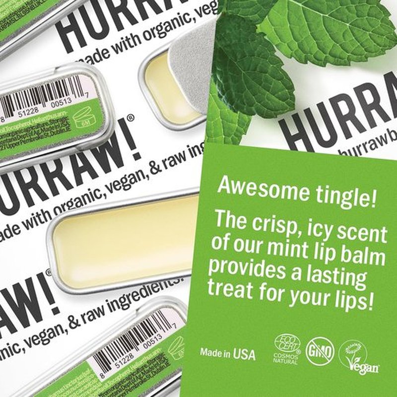 Hurraw! Organic Coconut, Mint & Vanilla Lip Balm - 3 Pack Slim Slider Tins | Vegan, Cruelty-Free, All-Natural