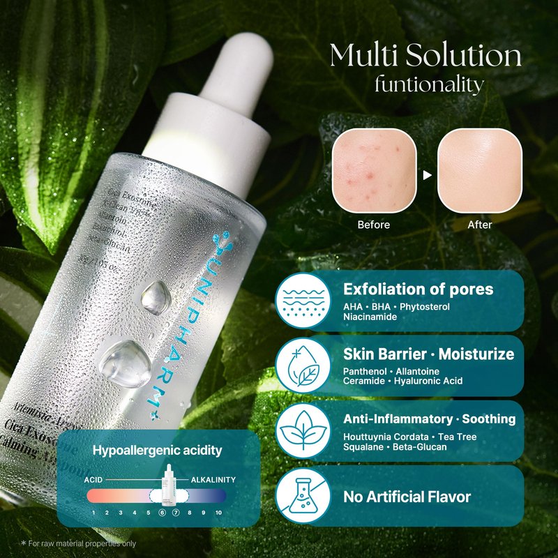 UNIPHARM Artemisia Argyi Cica Exosome Calming Ampoule, 1.05 oz, Soothing Serum for Sensitive Skin