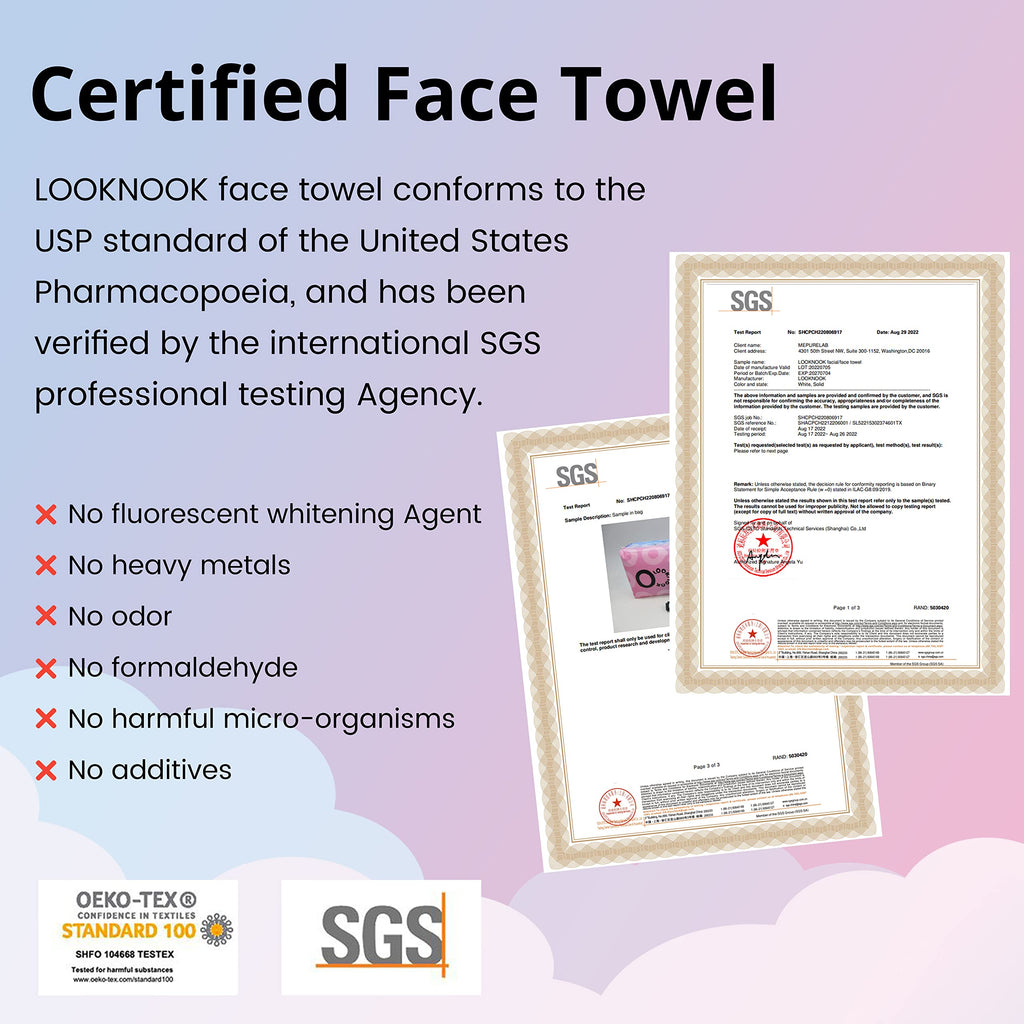 LOOKNOOK Disposable Face Towel, Facial Towel 50% Thicker than Others, Acne Fighting Lint Free Face Wash Cloth, Makeup Towel, Super Soft for Sensitive Skin, Multipurpose Cleaning Cloth, 70 Count
