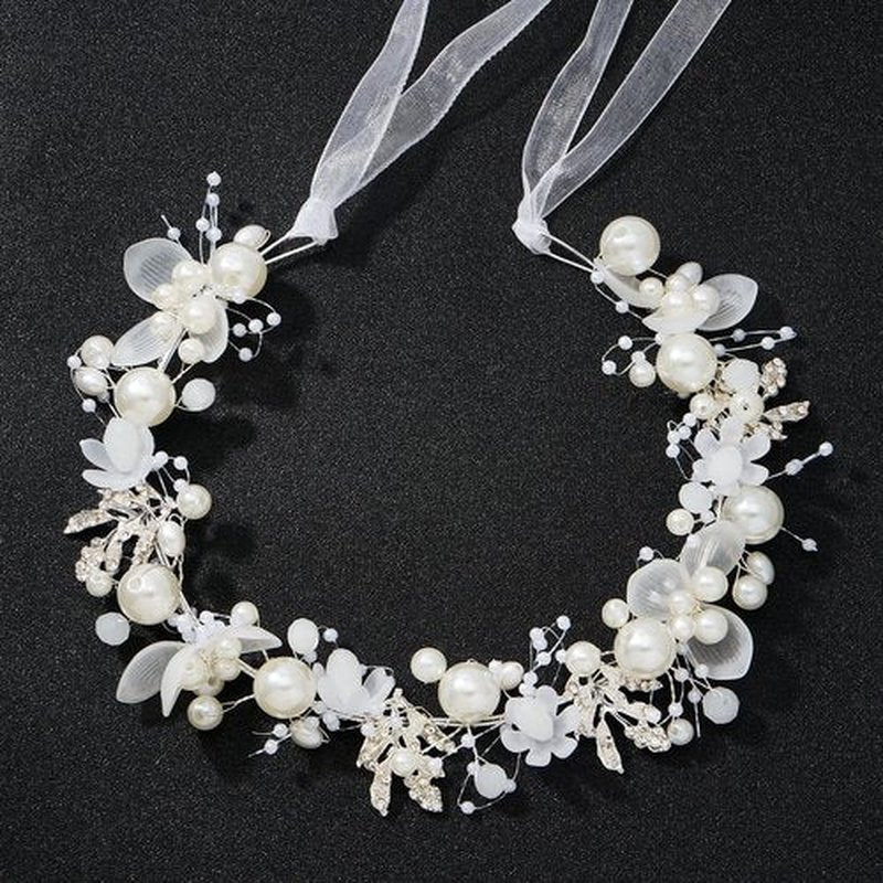QIUTIMIY Flower Girl Hair Accessory,Princess Headpiece for Bridal Wedding,first communion pearl headpiece for girls Women,Style8