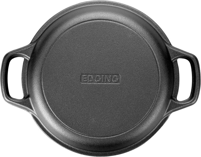 EDGING CASTING 5QT Pre-Seasoned Cast Iron Dutch Oven - 2-in-1 Sourdough Bread Baking Pan & Skillet Lid