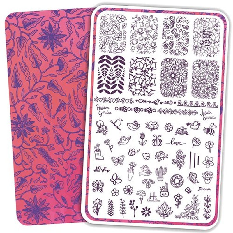 H la Cosedora Nail Stamping Plate - Large Single Template Plates for Stamping Cute Image and Art Design Templates on Fingernails, Nature Flowers Plants Nature Garden Leaf Birds Botanical Floral