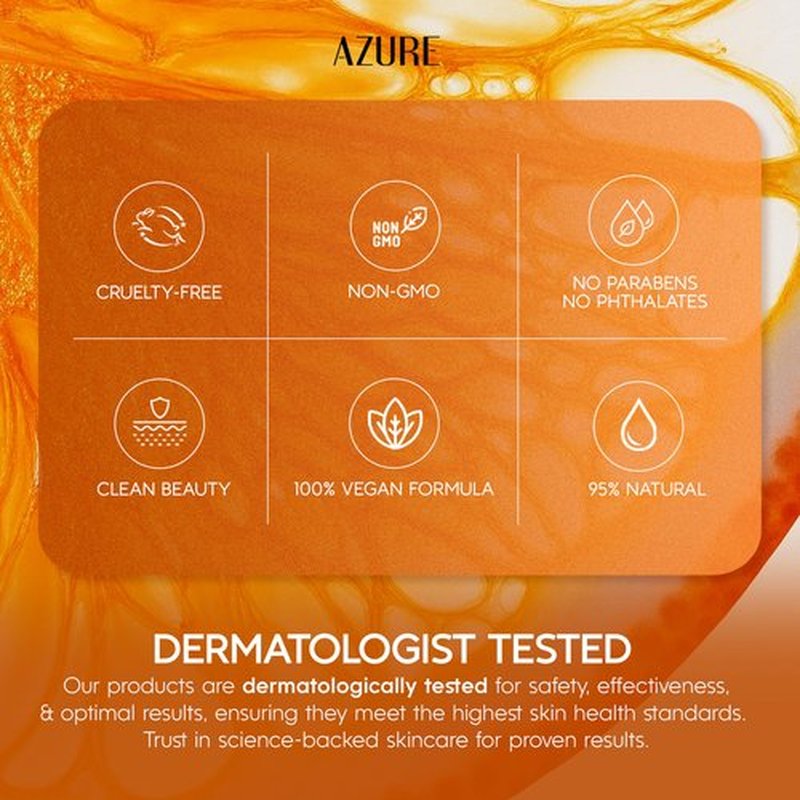 Azure Vitamin C Serum for Face with Hyaluronic Acid – Hydrating & Revitalizing Formula For Dry, Dull, Aging Skin – Dermatologist Tested, Anti-Aging, Korean Skin Care – Vegan Clean Beauty – 1.69 Fl Oz