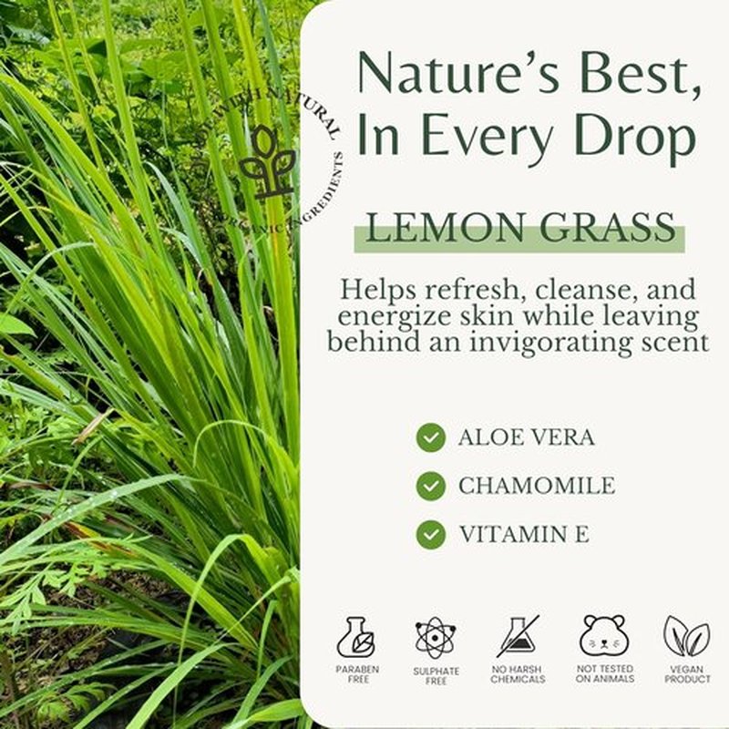EDENIKA BOTANICALS Lemongrass Body Wash - Refreshing Vitamin E Shower Gel for Dry Skin | 16 fl oz