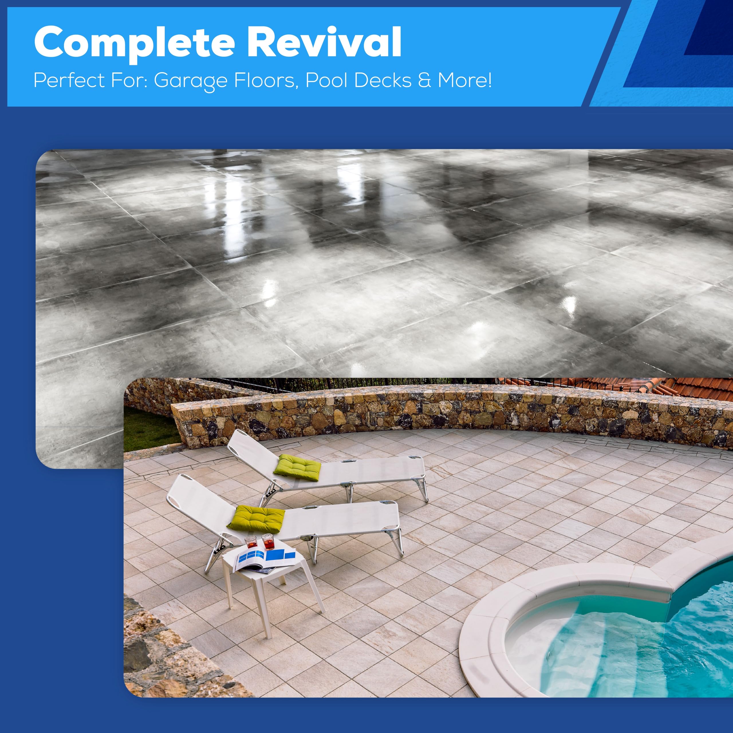 Superclear Modified Acrylic Concrete Paver Super Sealer 1 Gallon, Wet Look Penetrating Sealer for Pavers, Patios, Pool Decks, and Driveways, Pet Friendly Zero VOC