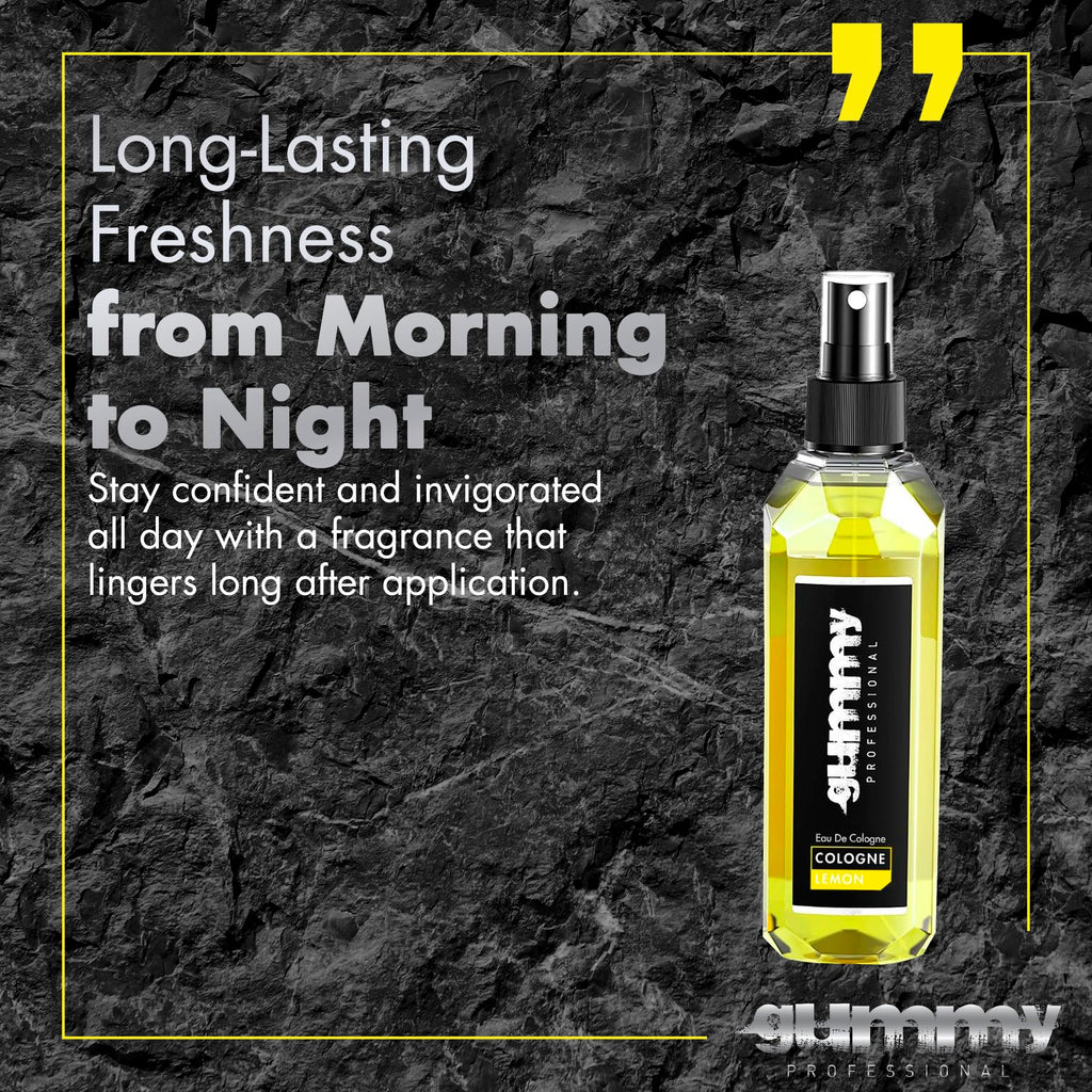 Gummy Professional Lemon Eau de Cologne 400ML - After Shave Traditional Inspired Barber Cologne - Lasting Fresh Bright Lemon Citrus Fragrance - Alcohol Based Cooling Formula for Post Shave Care
