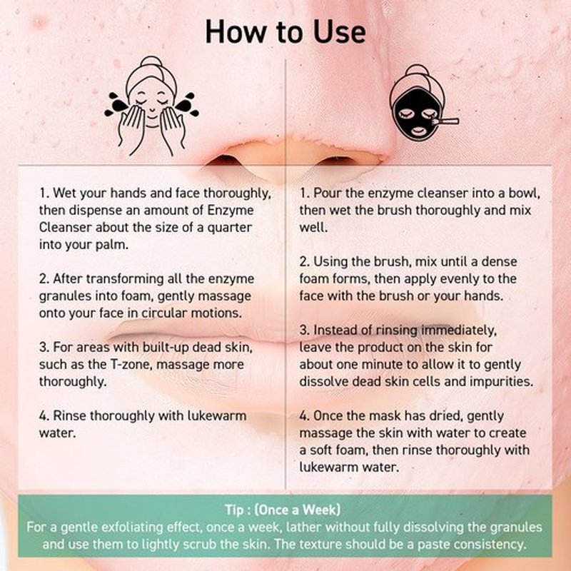 SKIN SIGNAL Pink Clay Enzyme Cleanser, Blackhead Remover Powder Cleanser, Deep Pore Cleansing with BHA, Gentle Exfoliating Face Wash, Facial Scrub for Acne-Prone Skin, Korean Skin Care