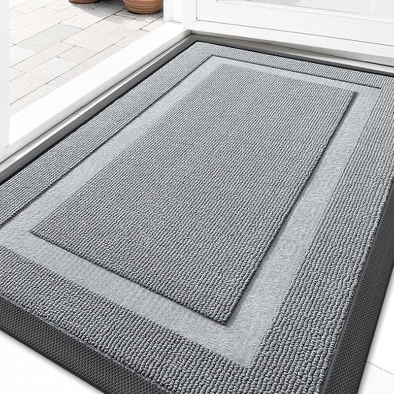 OLANLY Waterproof All-Season Front Door Mat - Sturdy Natural Rubber, Easy Clean, 33x21, Ash Gray