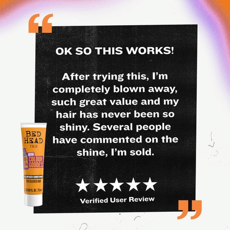 Bed Head by TIGI Colour Godess Conditioner Travel Mini – Oil Infused Conditioner for Color Treated Hair, 2.53 fl oz
