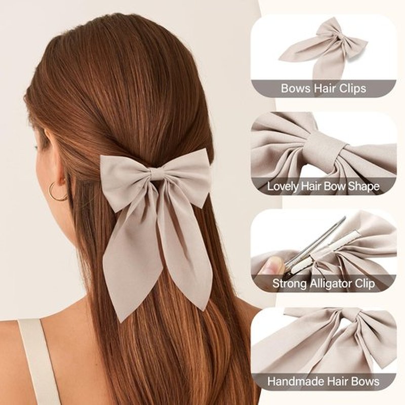 CWJCYTNSN 8 Pcs Cute Hair Clips for Women Sturdy French Flat Hair Clips for Thick Hair No Slip Large Hair Bows Clips for Girls Back to School Gifts