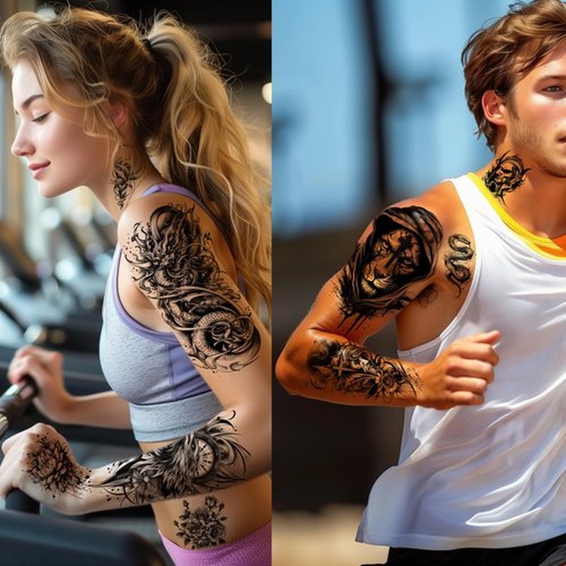72 Sheets Temporary Tattoos for Men Women Adults - Black 3D Realistic Scary Animals Skulls Scars, Fake Tattoos Set for Halloween Cosplay Arm Sleeve Neck, Waterproof Long-Lasting Body Tattoo Sticker