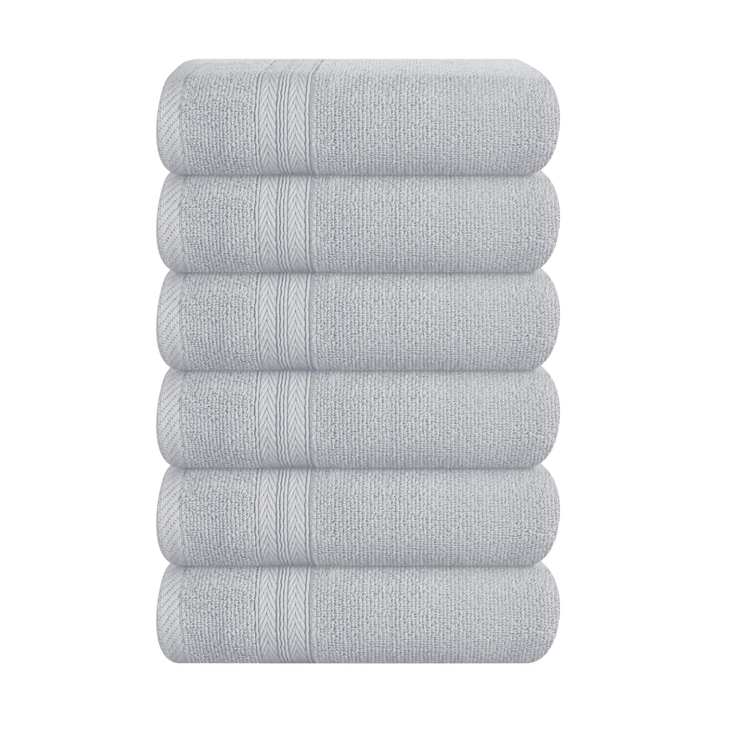 BOUTIQUO Ultra Soft 6-Piece Hand Towel Set 16x28-100% Ringspun Cotton - Durable & Highly Absorbent Hand Towels - Ideal for use in Bathroom, Kitchen, Gym, Spa & General Cleaning - Light Grey