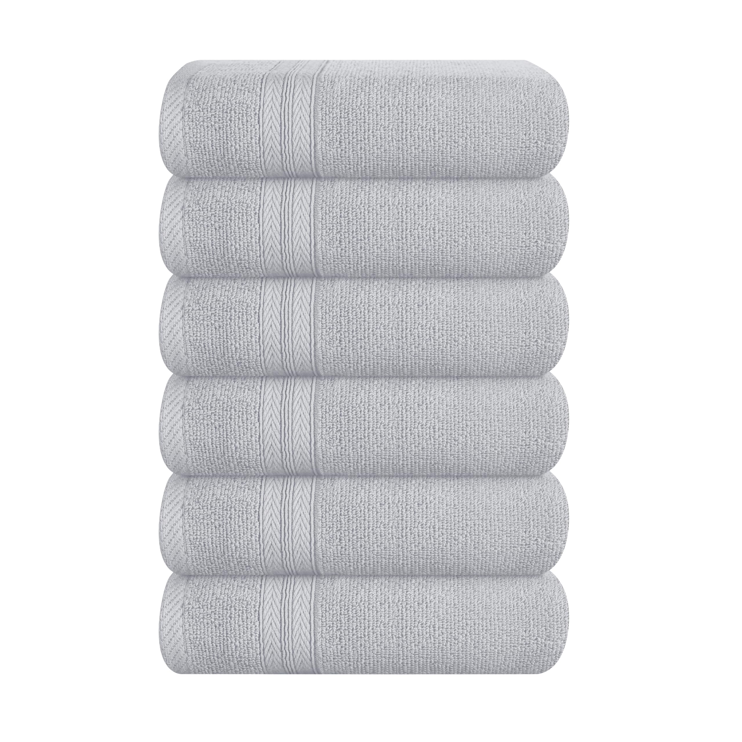 BOUTIQUO Ultra Soft 6-Piece Hand Towel Set 16x28-100% Ringspun Cotton - Durable & Highly Absorbent Hand Towels - Ideal for use in Bathroom, Kitchen, Gym, Spa & General Cleaning - Light Grey
