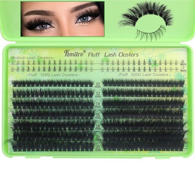 Kmilro Lash Clusters with Bottom Lashes Cluster Eyelash Extensions Wispy 10-22mm Volume Individual Lashes with Lower Eyelash Clusters 316pcs 150D+200D Thick False Lashes DIY at Home