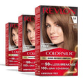 Revlon ColorSilk Hair Color - 100% Gray Coverage, Ammonia-Free, Vegan Keratin - 54 Light Golden Brown (Pack of 3)