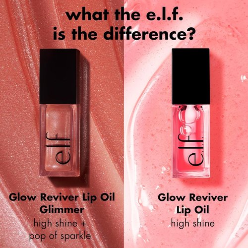 e.l.f. Glow Reviver Lip Oil - Nourishing Hydration with High-Shine Glimmer Finish | Minty Scent, Non-Sticky, Vegan