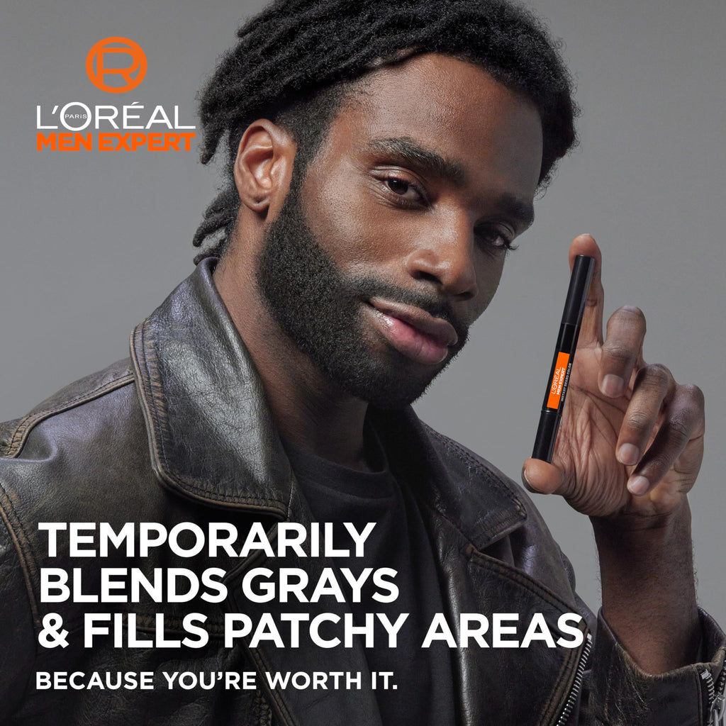 L’Oreal Paris Men Expert Instant Temporary Beard Color, Beard Filler for a Natural and Fuller-Looking Beard, 02 Natural Black, 0.05 Fl Oz