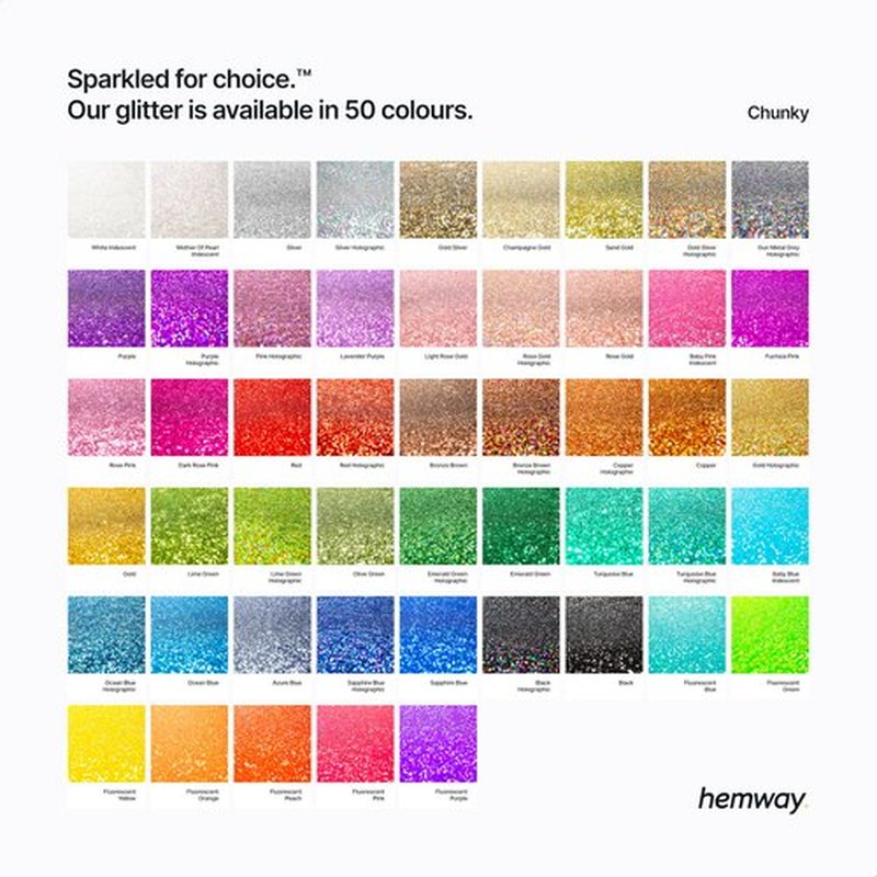 Hemway Premium Ultra Sparkle Glitter Multi Purpose Metallic Flake for Arts Crafts Nails Cosmetics Resin Festival Face Hair - Silver - Chunky (1/40" 0.025" 0.6mm) 100g / 3.5oz