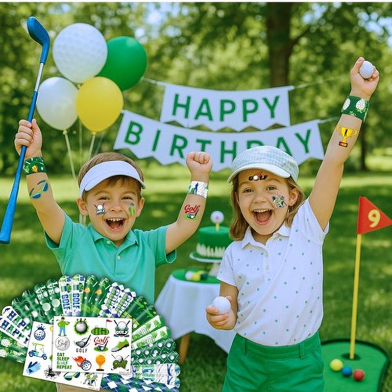 48PCS Golf Party Set 24PCS Temporary Tattoos & 24PCS Slap Bracelets Fun Golf-Themed Birthday Supplies, Baby Shower Gifts, Classroom Rewards & Party Decorations for Kids (Boys & Girls)