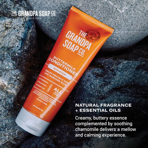 The Grandpa Soap Company Buttermilk Conditioner - Nourishing Formula to Help Strengthen and Hydrate Hair, With Coconut Oil & Silk Protein, Vegan, Sulfates and Parabens Free, 8 Fl Oz, 2 Pack