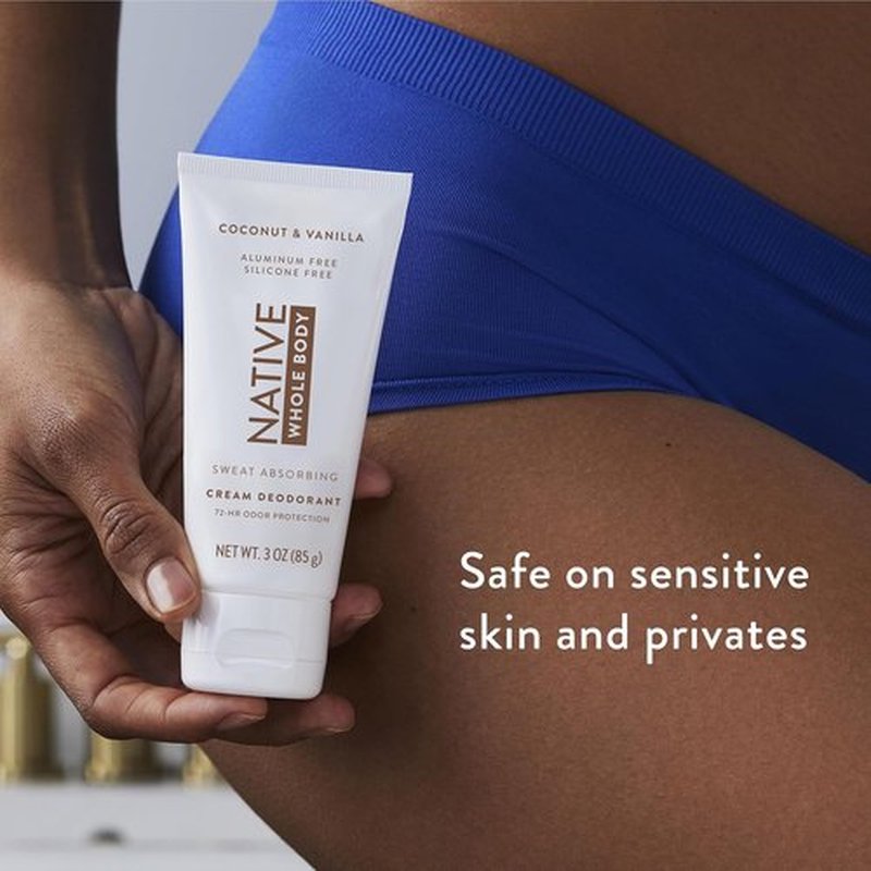 Native Whole Body Deodorant Cream - 72 Hour Odor Protection | Aluminum Free with Coconut Oil & Shea Butter | Coconut & Vanilla