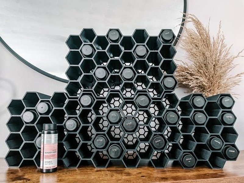 HexRacks Hair Dye Holder - Shades EQ & More - Wall Mountable or Stackable - Hair Sylist Dye Holder Rack | Holds 42 Bottles Per Section