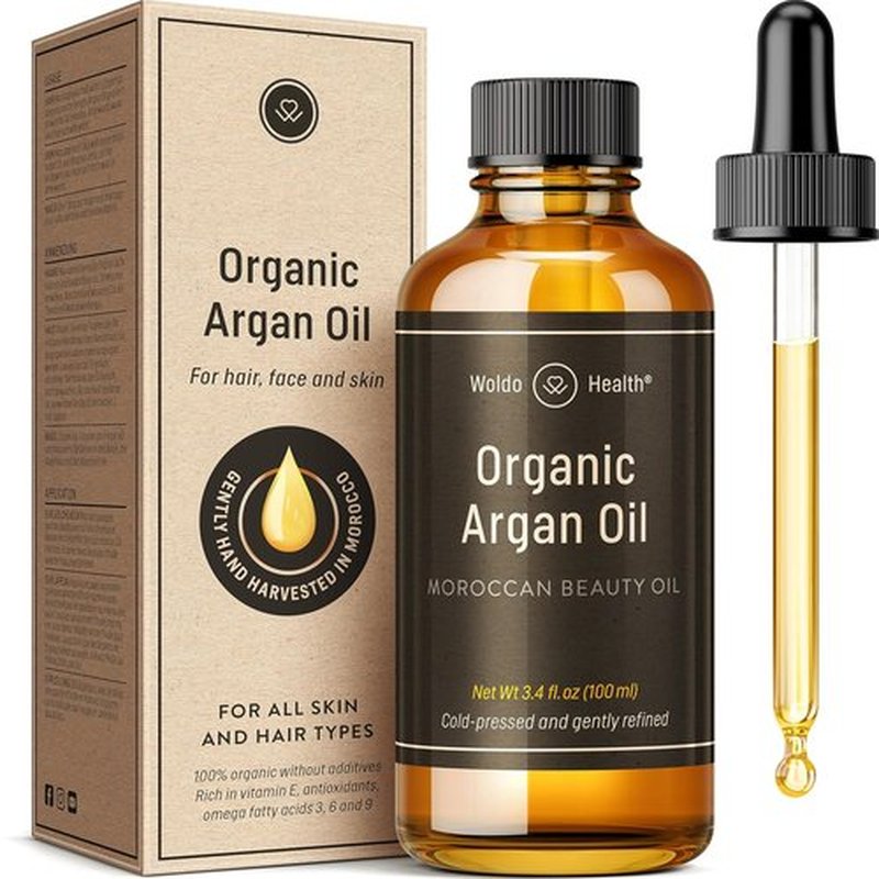 Organic Argan Oil by Moroccan Beauty - Cold Pressed 3.4 Fl Oz | Vitamin E Rich Moisturizer for Hair, Skin & Nails