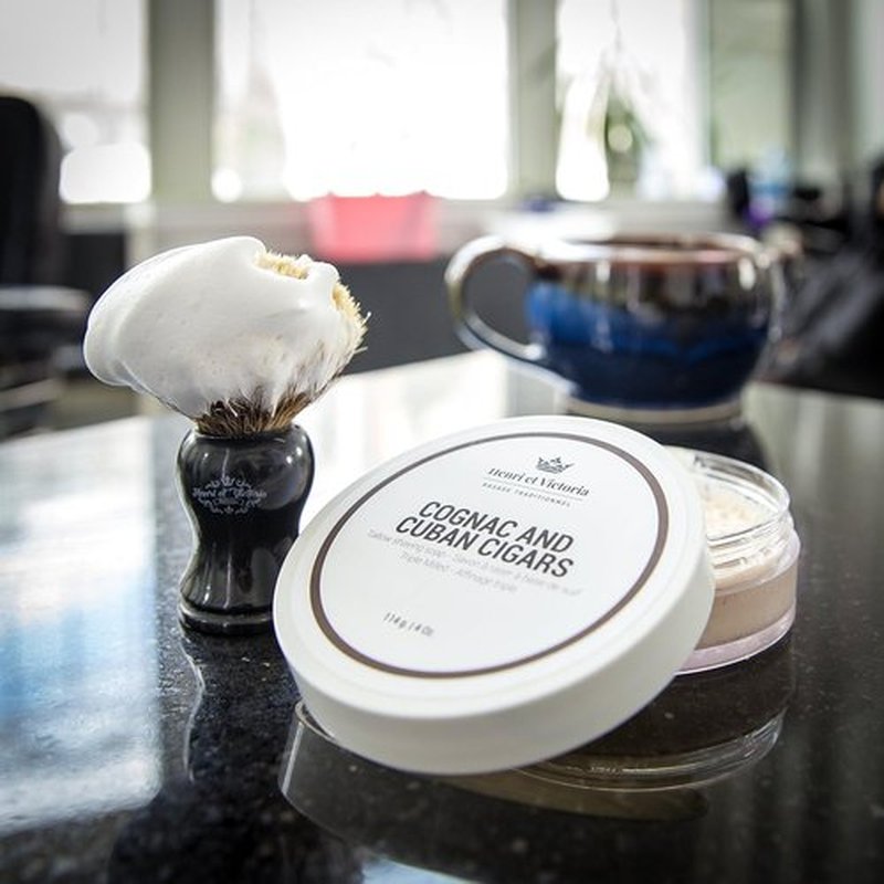 Henri et Victoria Shaving Soap - Cognac & Cuban Cigars Fragrance | Smooth, Long-Lasting Lather | 114g (4 oz)