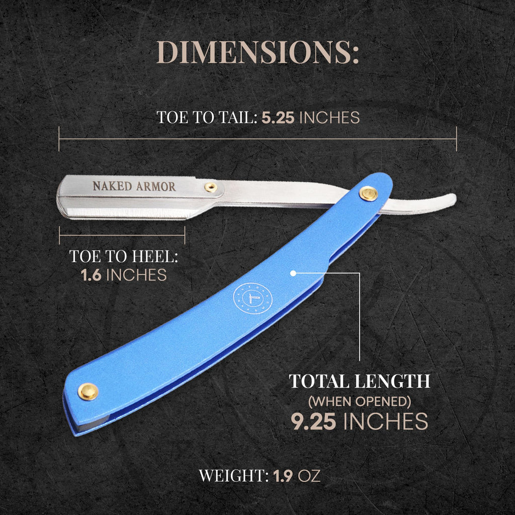 Naked Armor Samson Shavette Straight Razor, Replaceable Single Edge, Blue