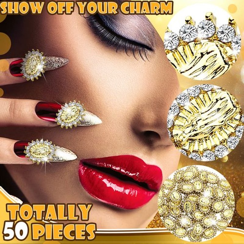 Lounsweer 50 Pcs Mini Virgin Mary Nail Charms for Women 3D San Judas Mary Gems Shiny Zircon Alloy Jesus Art Charms Metal Buddha Gold Nail Jewels Gems Religious Rhinestones Accessory